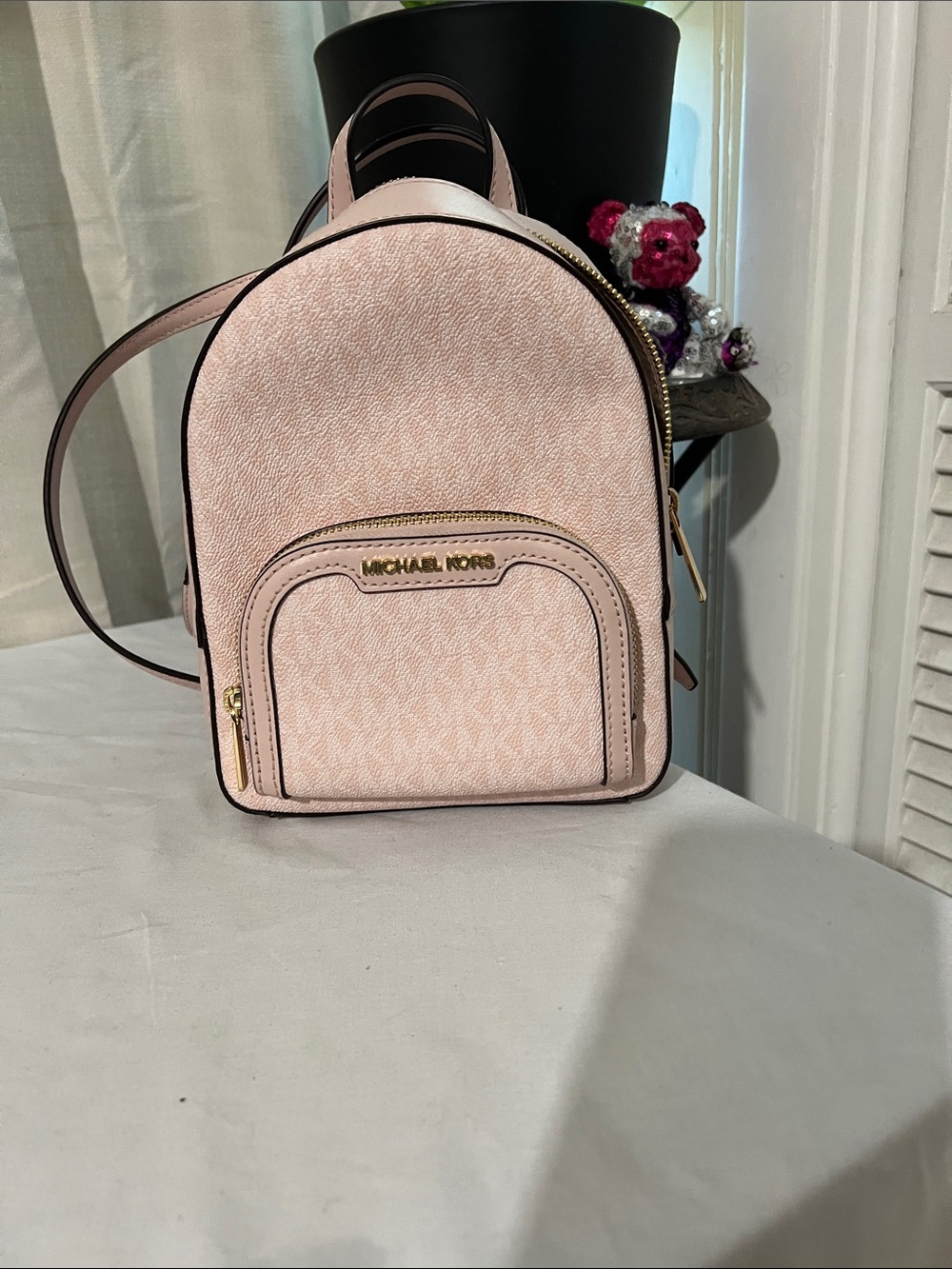 Michael Kors Blush Pink Mini Backpack with Gold Hardware